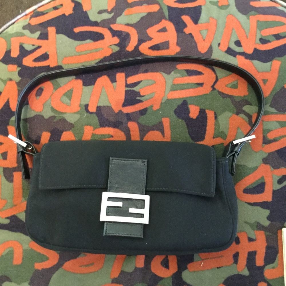 Fendi Black Neoprene Baguette
